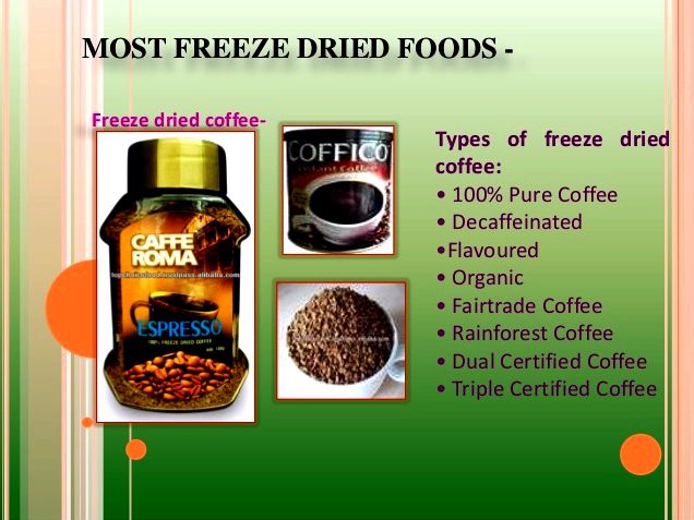 Freeze dried coffee for food storage coffee then