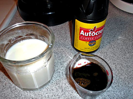 Ingredients for coffee milk, Rhode Island-style 