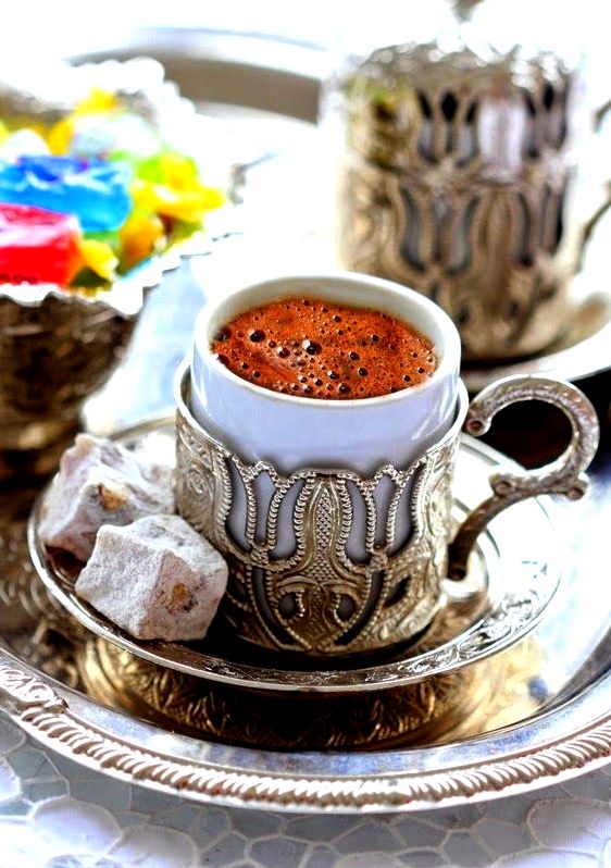 The actual turkish coffee on sand, they were lounging the tray