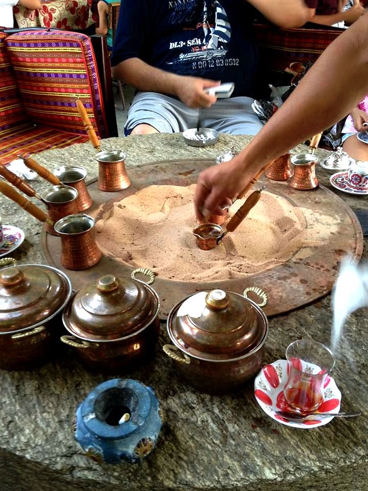 The actual turkish coffee on sand, colored-colored